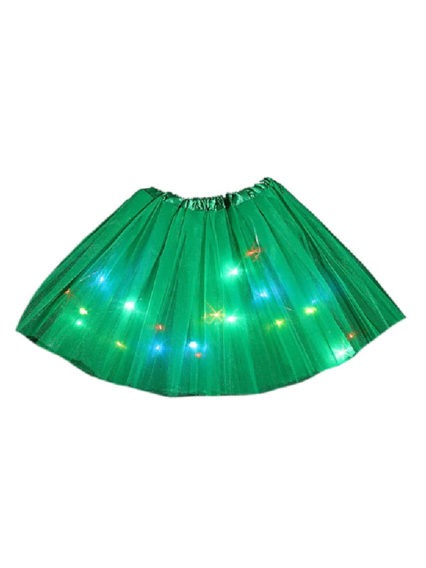 Little Girls Green Elastic Waist LED Light Up Tutu Skirt 2-5T - SophiasStyle.com